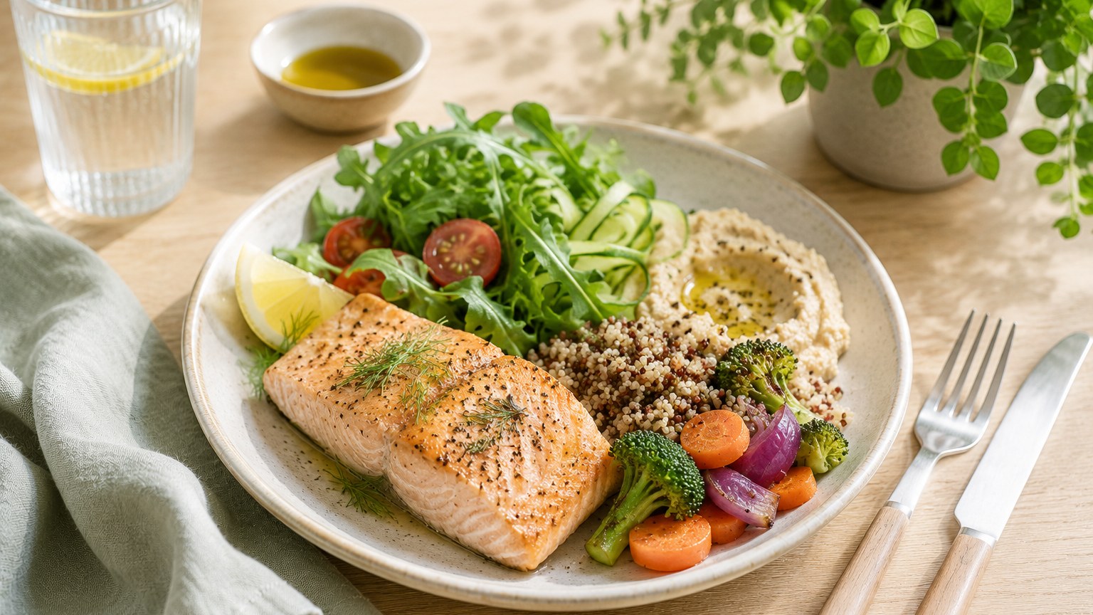 Assiette équilibrée dans un accompagnement en naturopathie fonctionnelle